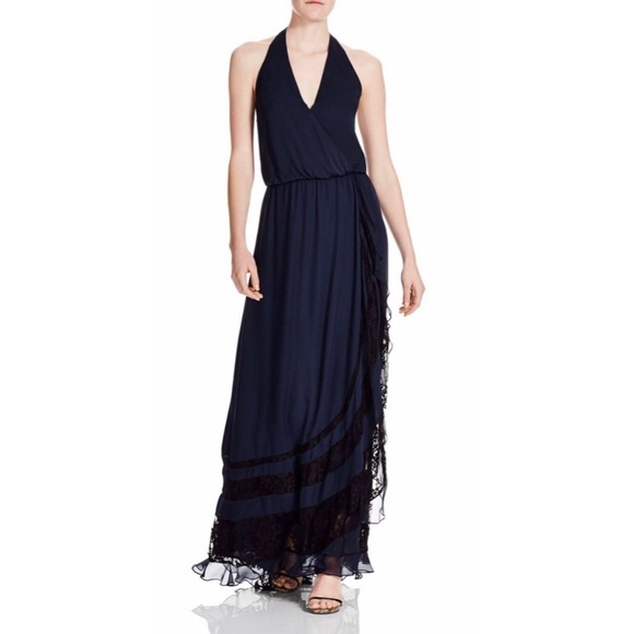 Haute Hippie Dresses & Skirts - new Haute Hippie ❤︎ Silk + Lace Halter Maxi Dress ❤︎ Night Navy Blue ❤︎ Large ❤︎